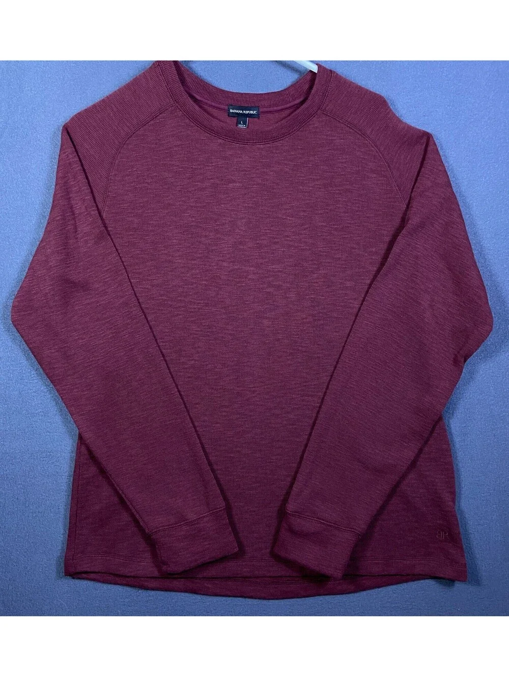NEW Banana Republic Men's L Burgundy Long Sleeve Crew Neck Thermal Top 60$ msrp